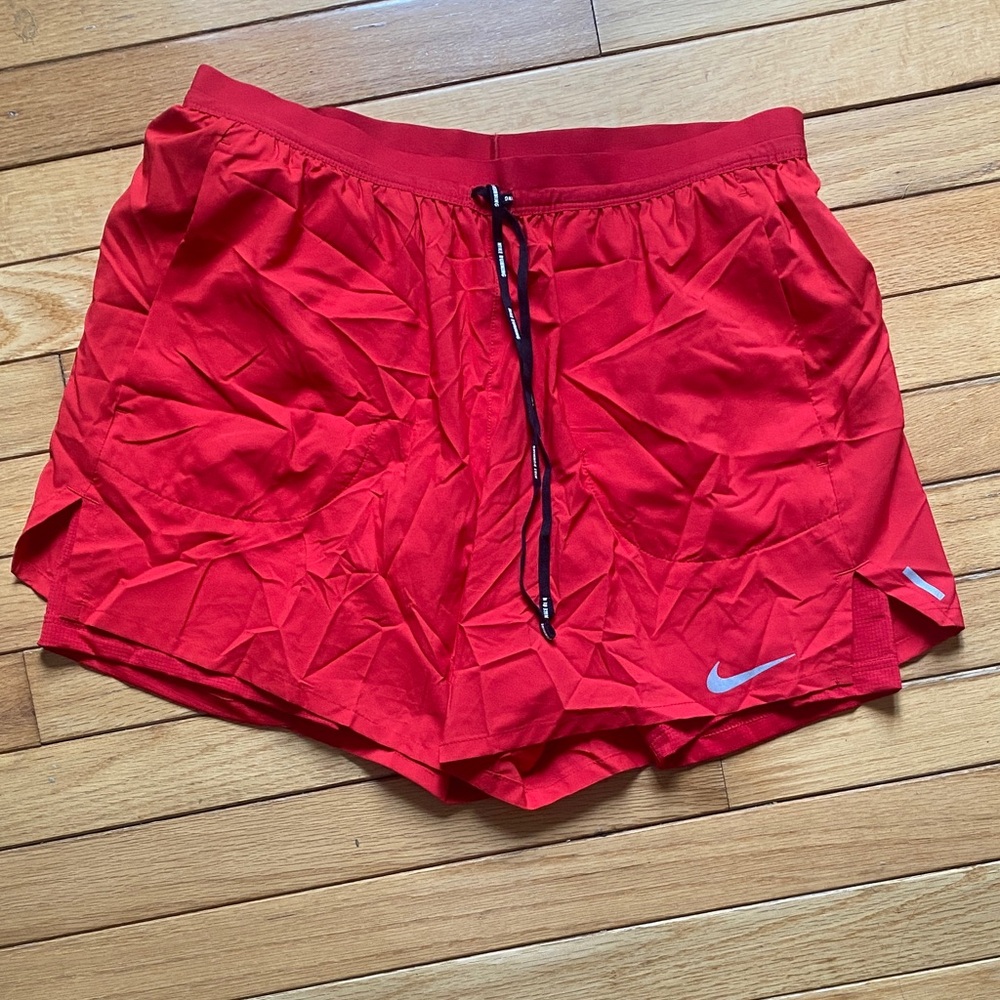 Nike Red Sports Shorts with Black Drawstring